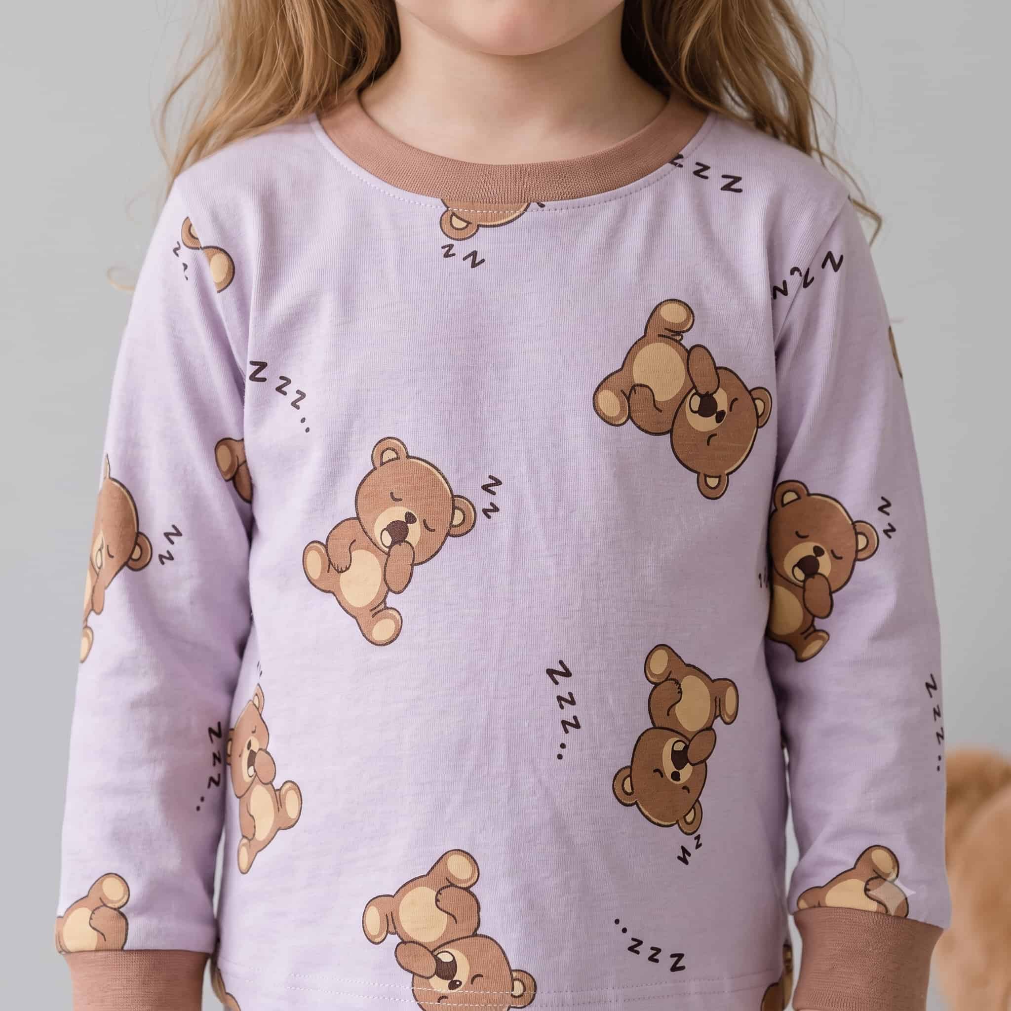 Bears Girls Full Sleeves Pajama Set - Lavender