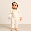 Fur Button Baby Girl Bodysuit- Creme White