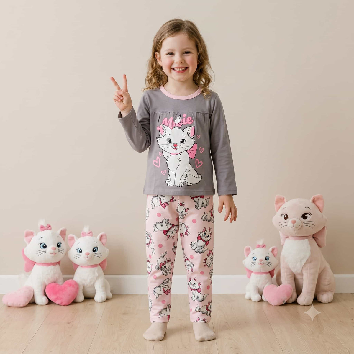 Marie Girls Full Sleeves Pajama Set – Grey