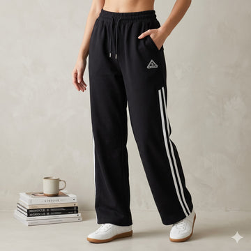 Midnight Sport Stripe Joggers Women Pants – Black