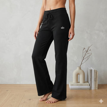 Classic Comfort Drawstring Lounge Women Pants – Black