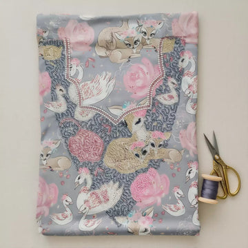 Bambi Duck Girls Embroidered Mukhawir - Grey