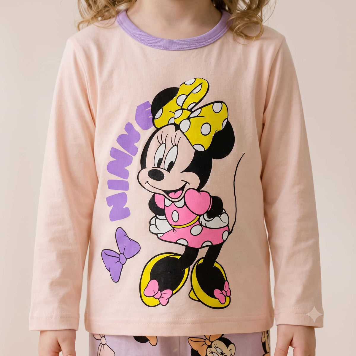 Minnie Mouse Girls Full Sleeves Pajama Set – Peach