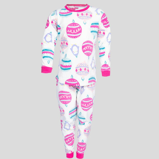 Cake Girls Fleece Pajama Set - White & Pink