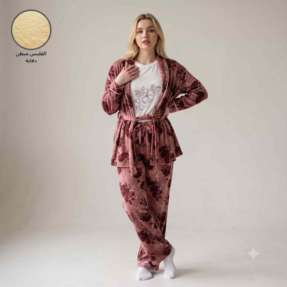 Rose Bloom Women Winter Full Sleeves Pajama Set – Dusty Mauve