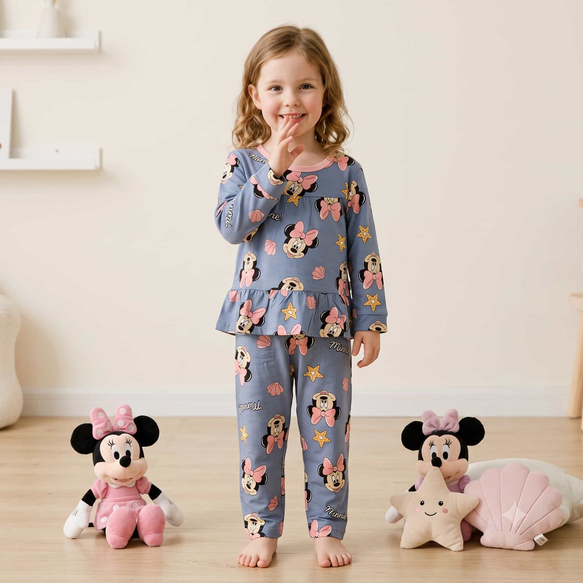 Minnie Mouse Girls Full Sleeves Pajama Set – Blue