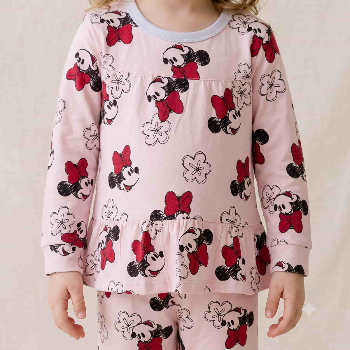 Minnie Mouse Girls Full Sleeves Pajama Set – Light Pink