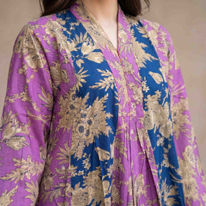 Gold Floral Women Darra - Blue & Purple
