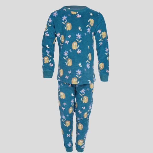 Hedgehog Girls Fleece Pajama Set - NavyBlue