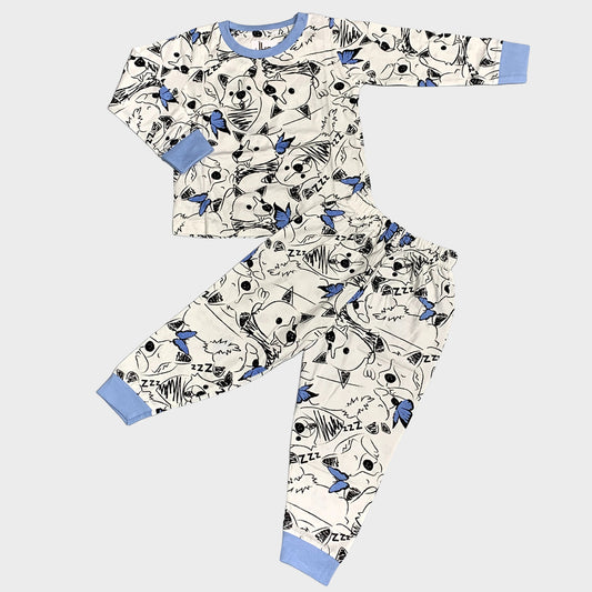 Bear Girls Full Sleeves Pajama Set - Blue