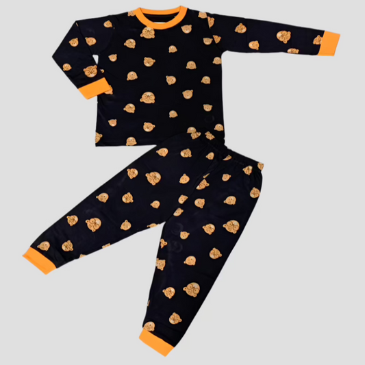 Bear Boys Full Sleeves Pajama Set - Black