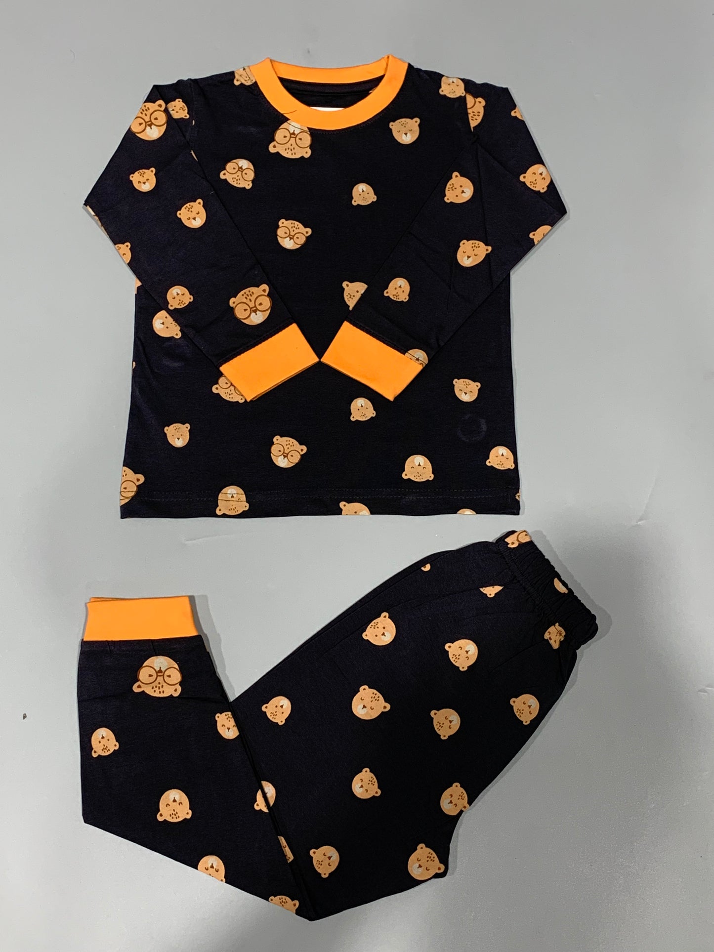 Bear Boys Full Sleeves Pajama Set - Black