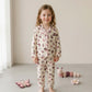Butterfly Garden Girl Button Pajama Set - Beige