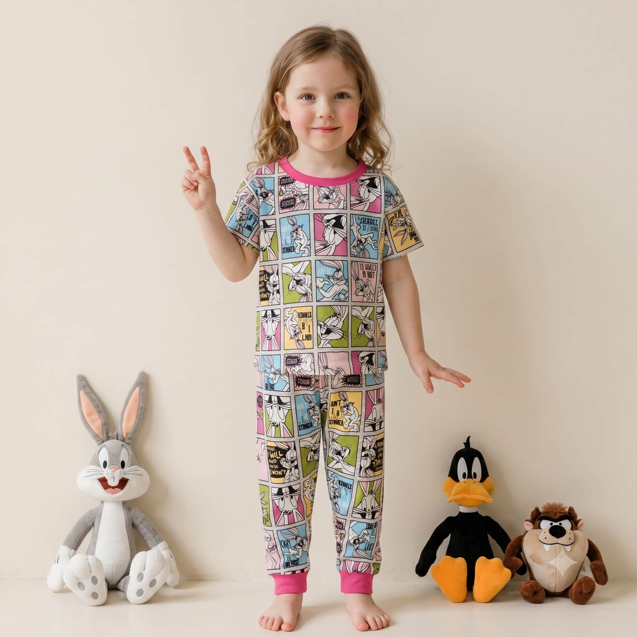 Looney Tunes Girls Half Sleeves Pajama Set - Multi-Color