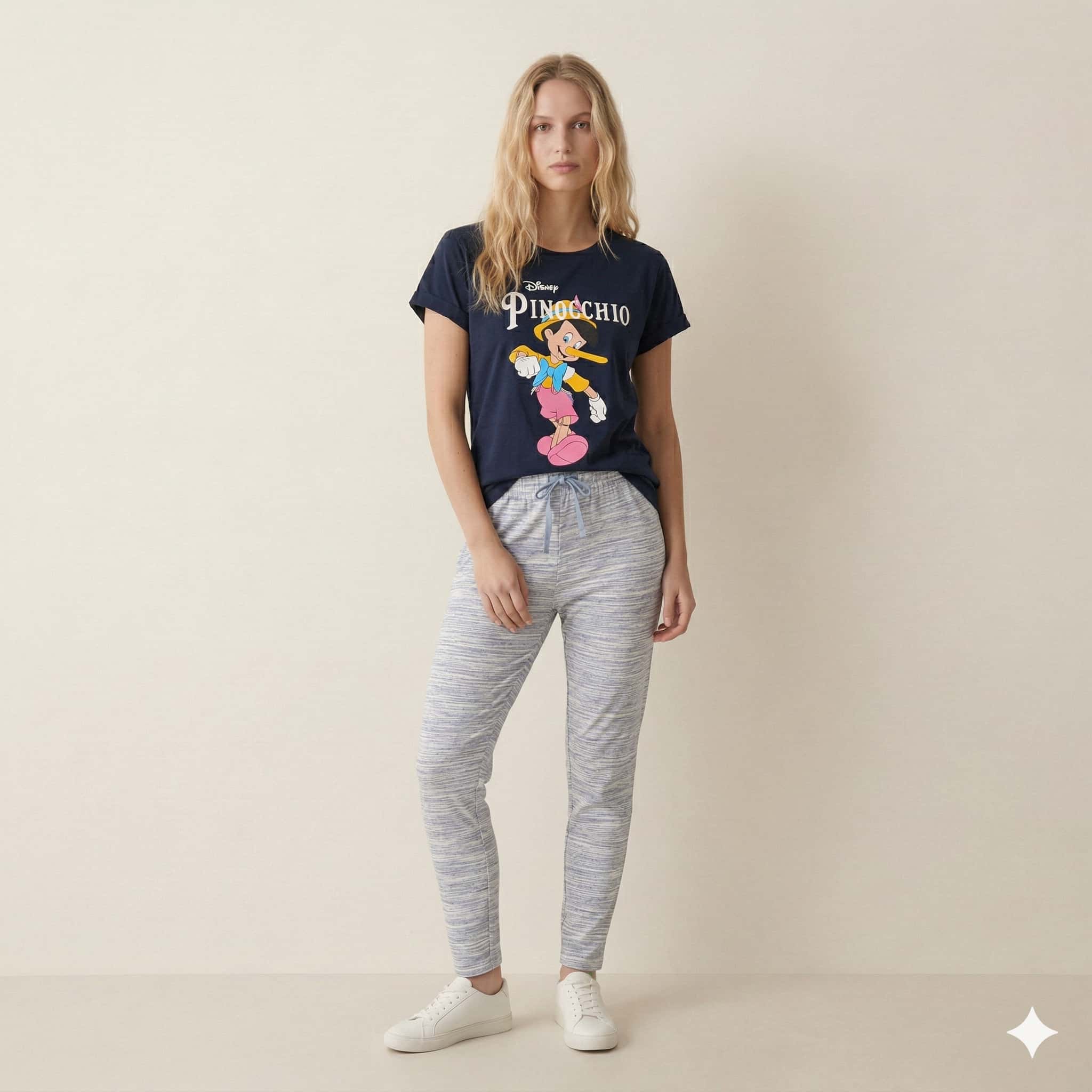 Pinocchio Women Pajama Set - Navy Blue
