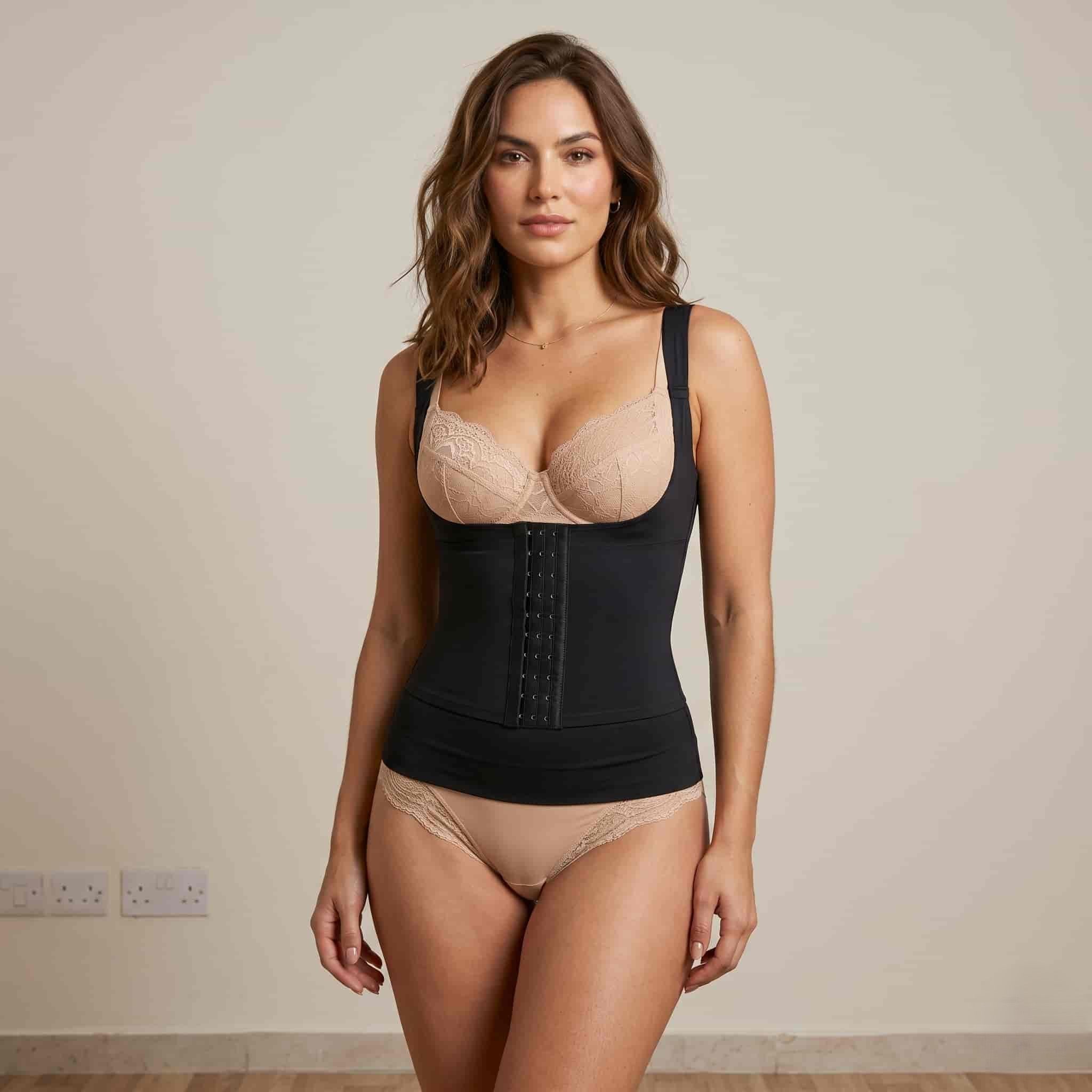 Open-Bust Waist Trainer Vest Women Shapewear- Black
