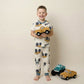 Monster Truck Boys Half Sleeves Pajama Set - Cream