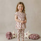 Polka Dots Girls Short Sleeves Pajama Set - Beige & Purple