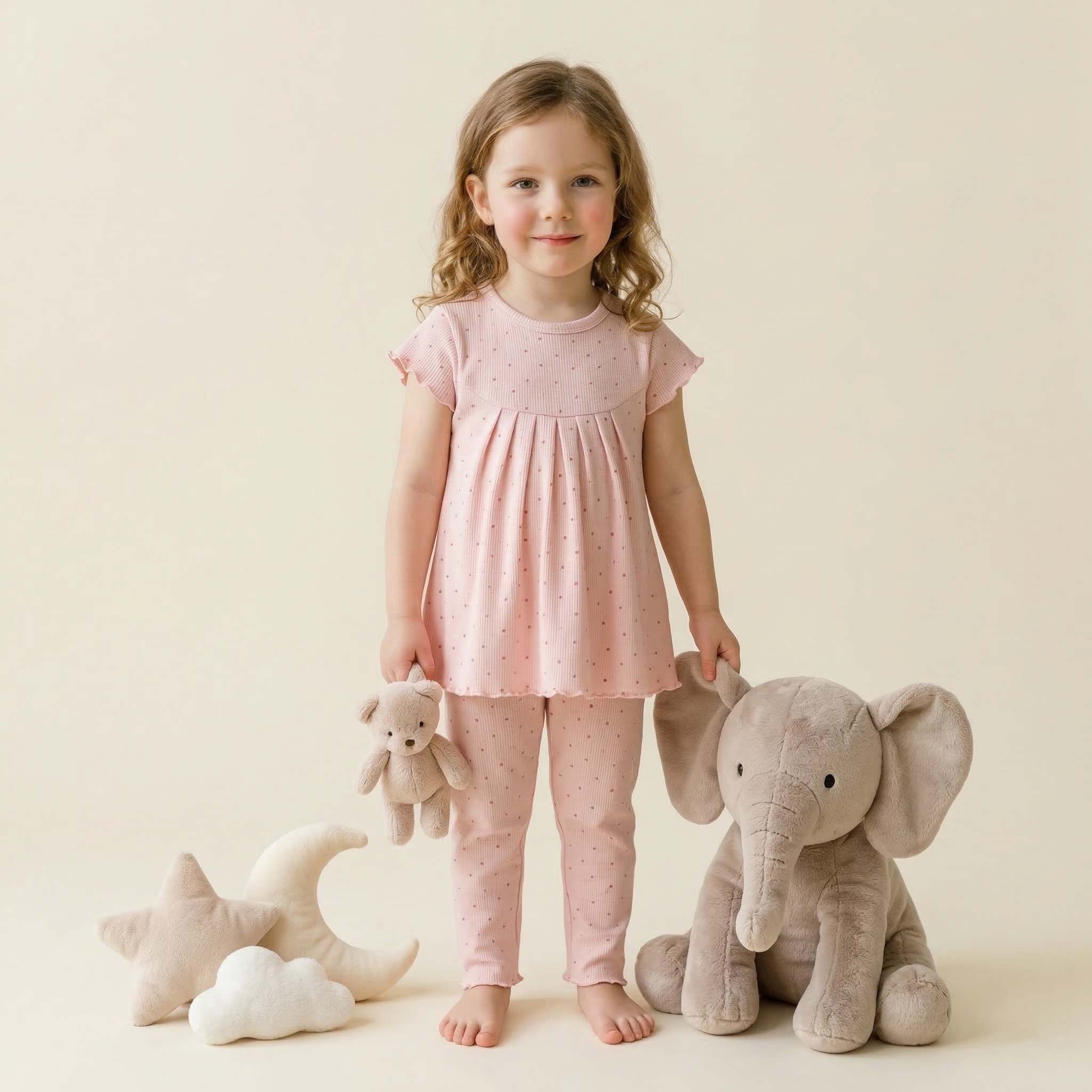 Blush Spot Girls Short Sleeves Pajama Set - Pink