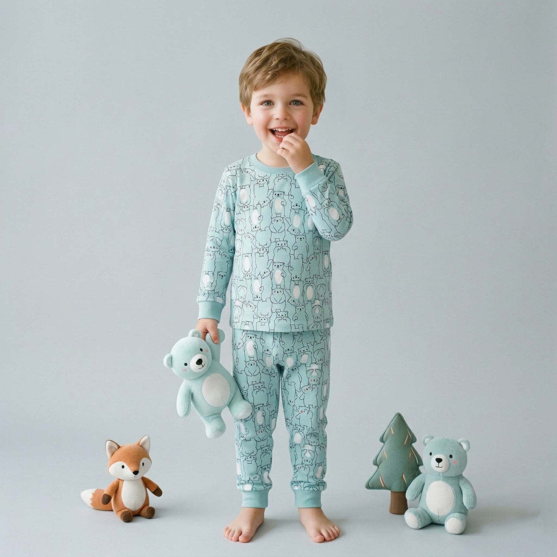 Bear Boys Full Sleeves Pajama Set - Blue