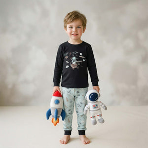 Astronaut Boys Full Sleeves Pajama Set - Black 