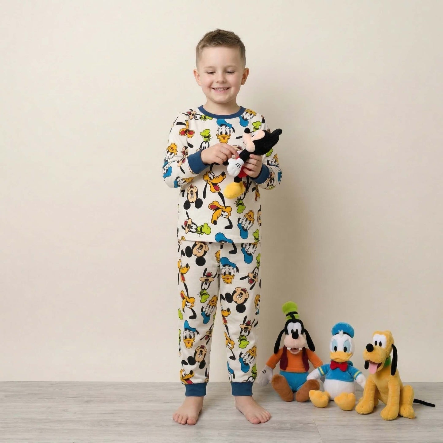 Disney Friends All Over Print Boys Full Sleeves Pajama Set - White