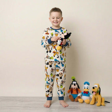 Disney Friends All Over Print Boys Full Sleeves Pajama Set - White