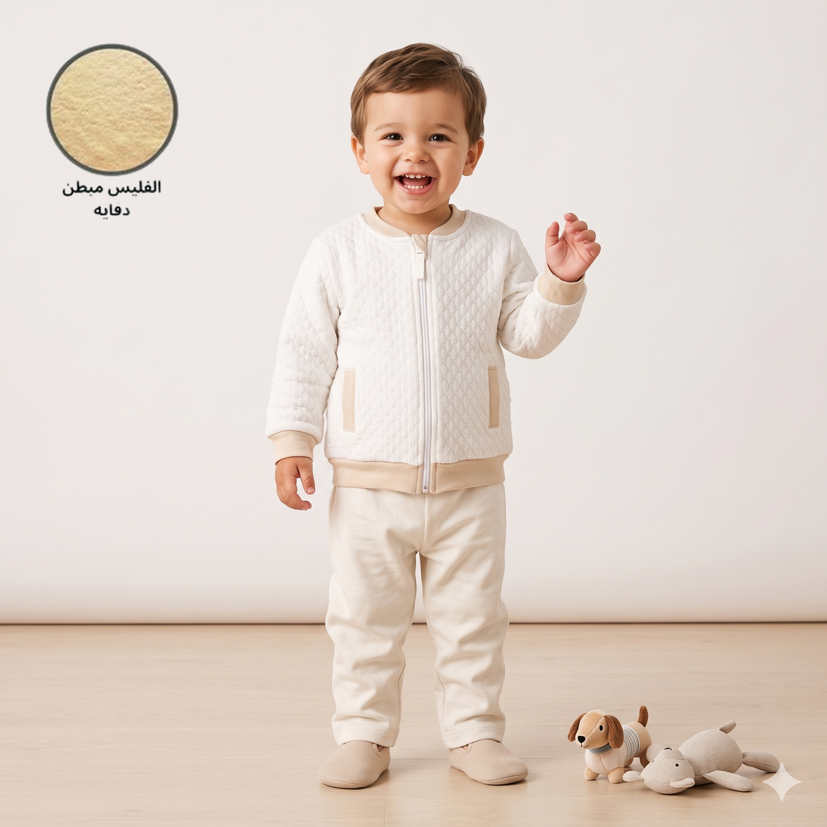 Vanilla Snuggle Baby Boys Winter Full Sleeves Pajama Set – Ivory White