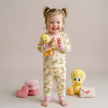Tweety Baby Girl Full Sleeves Pajama Set - Yellow