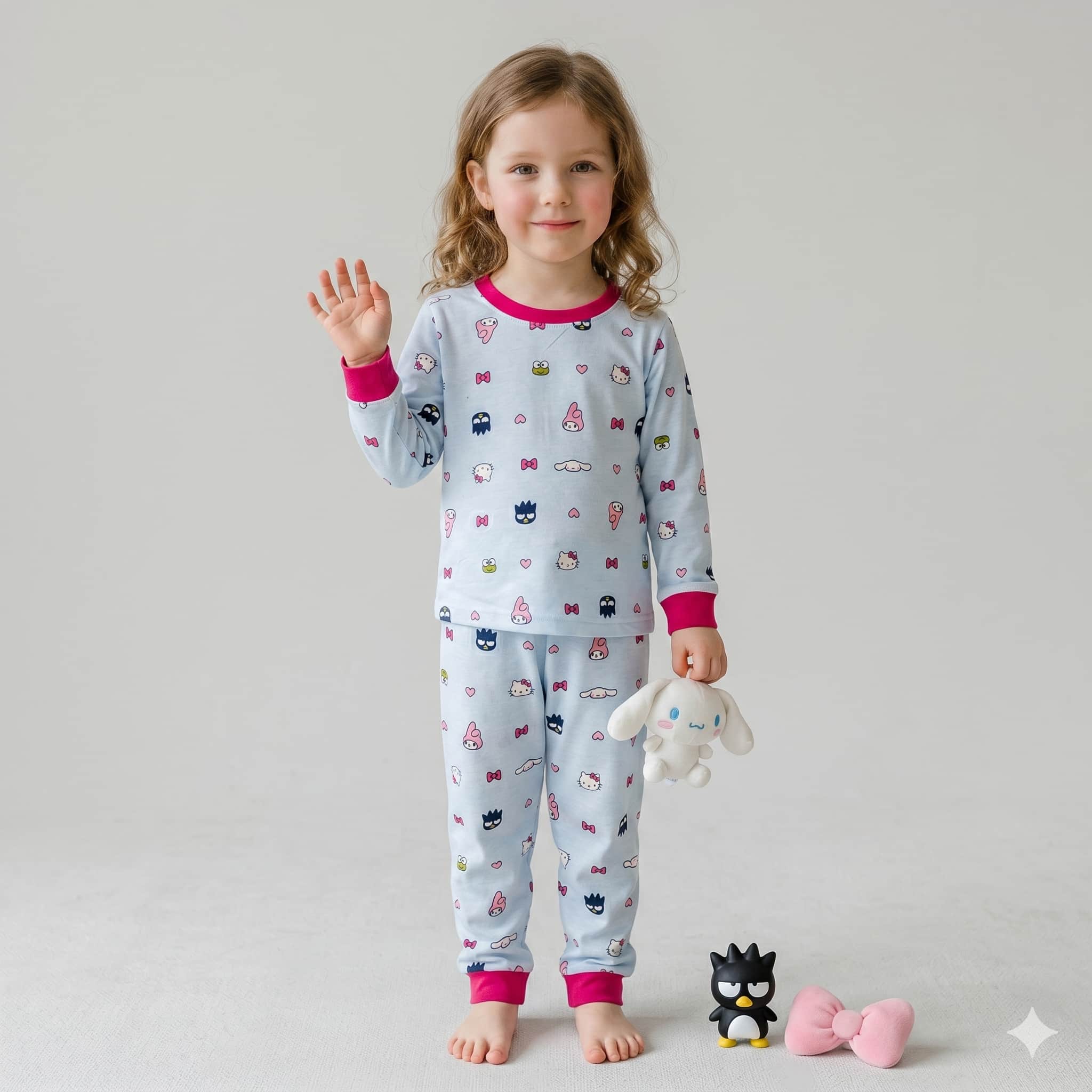Kawaii Pals Girls Full Sleeves Set - Blue