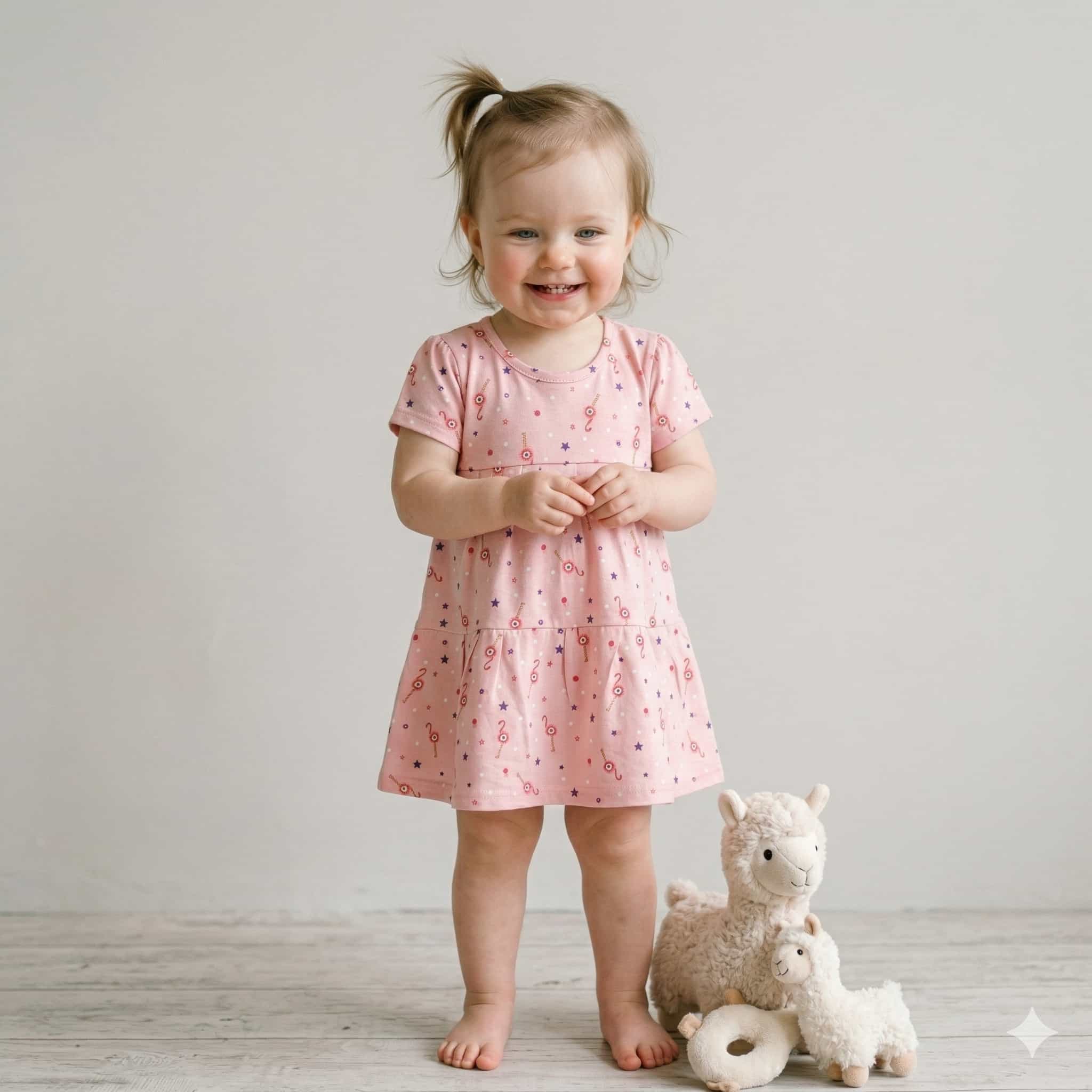 Starry Baby Girl Frock - Pink