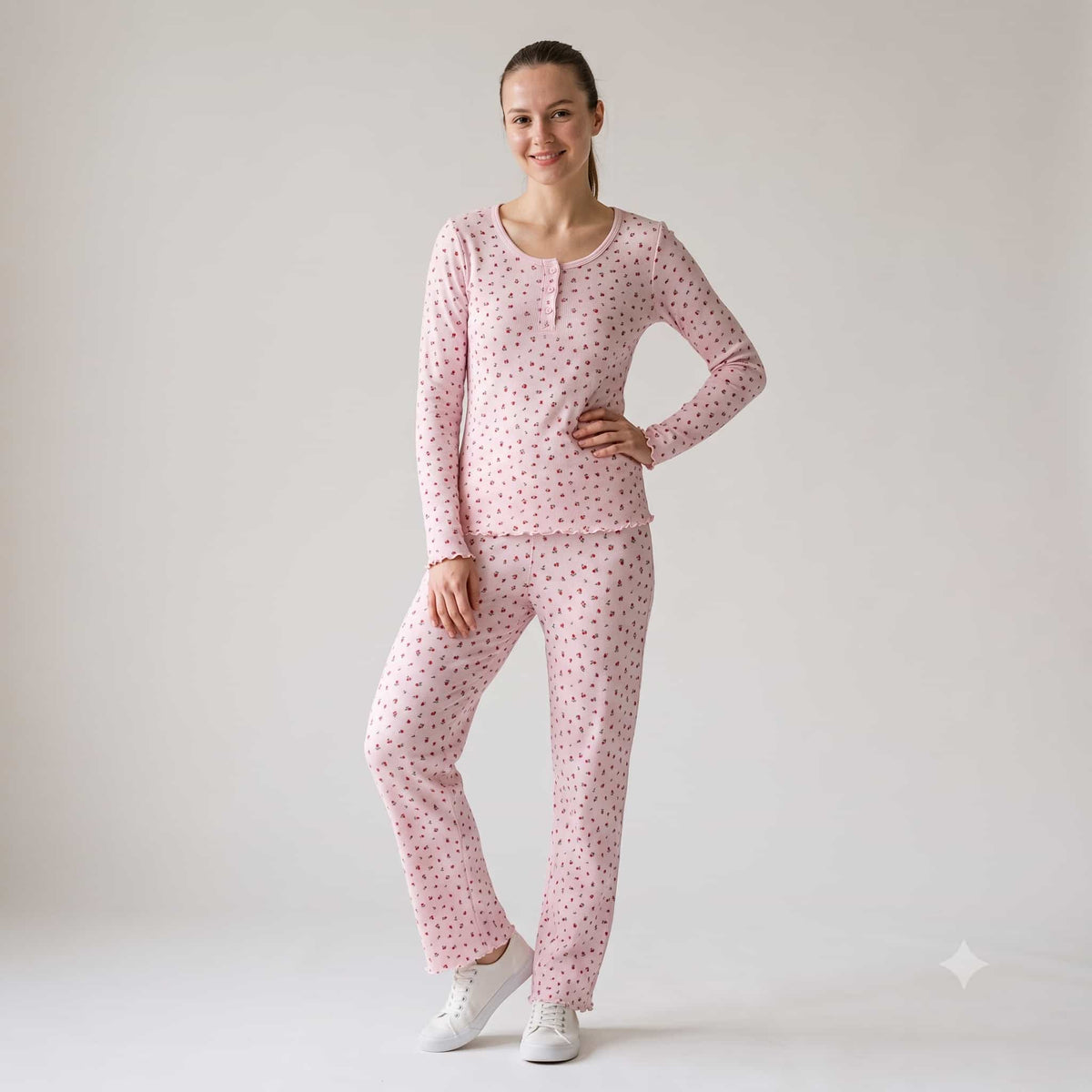 Blush Blossom Women Full Sleeves Pajama Set - Pink