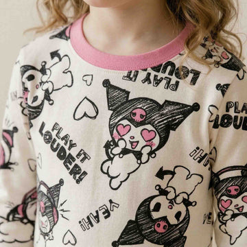 Kuromi Girls Disney Pajama Set - Cream & Black