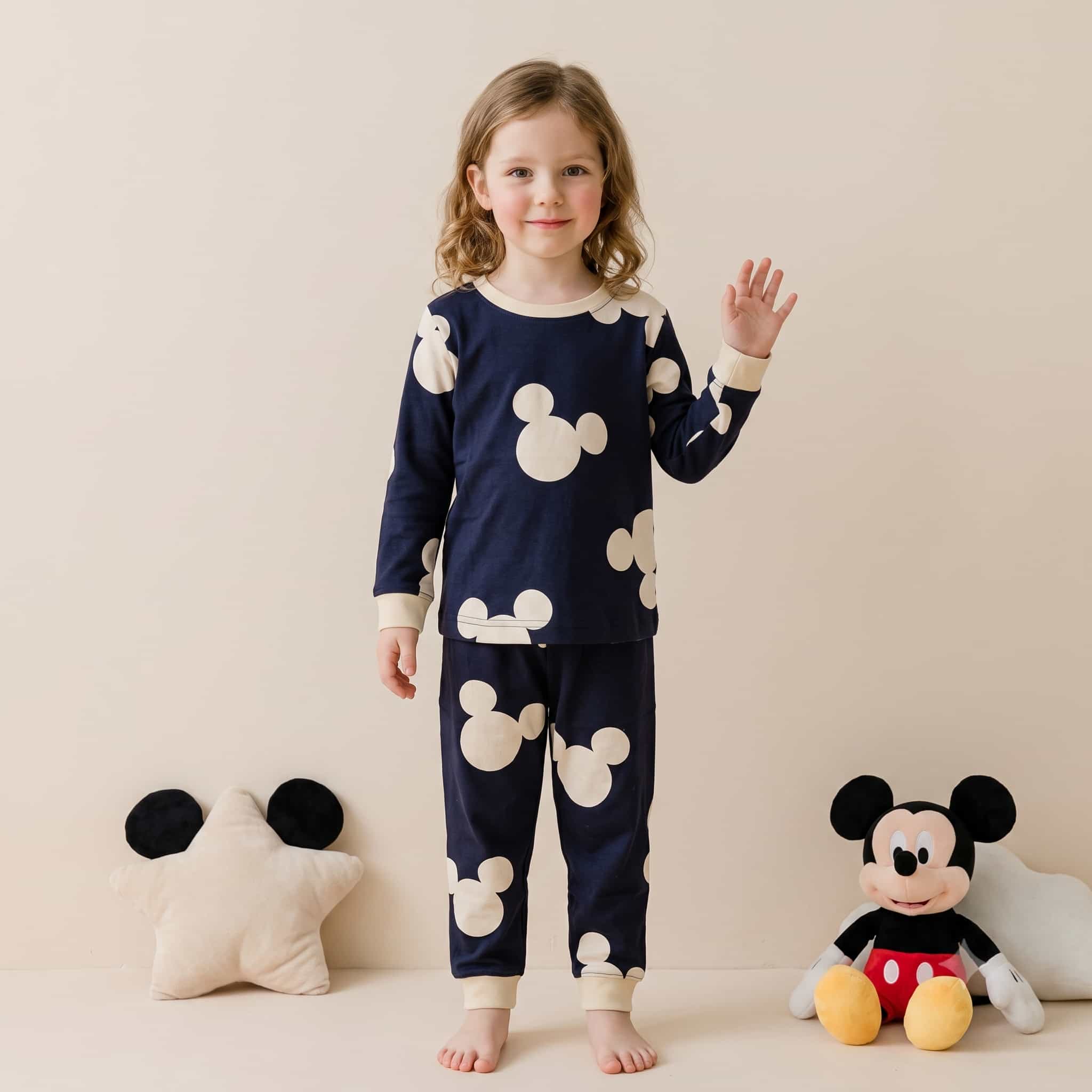 Mickey Mouse Girls Full Sleeves Pajama Set – Navy Blue