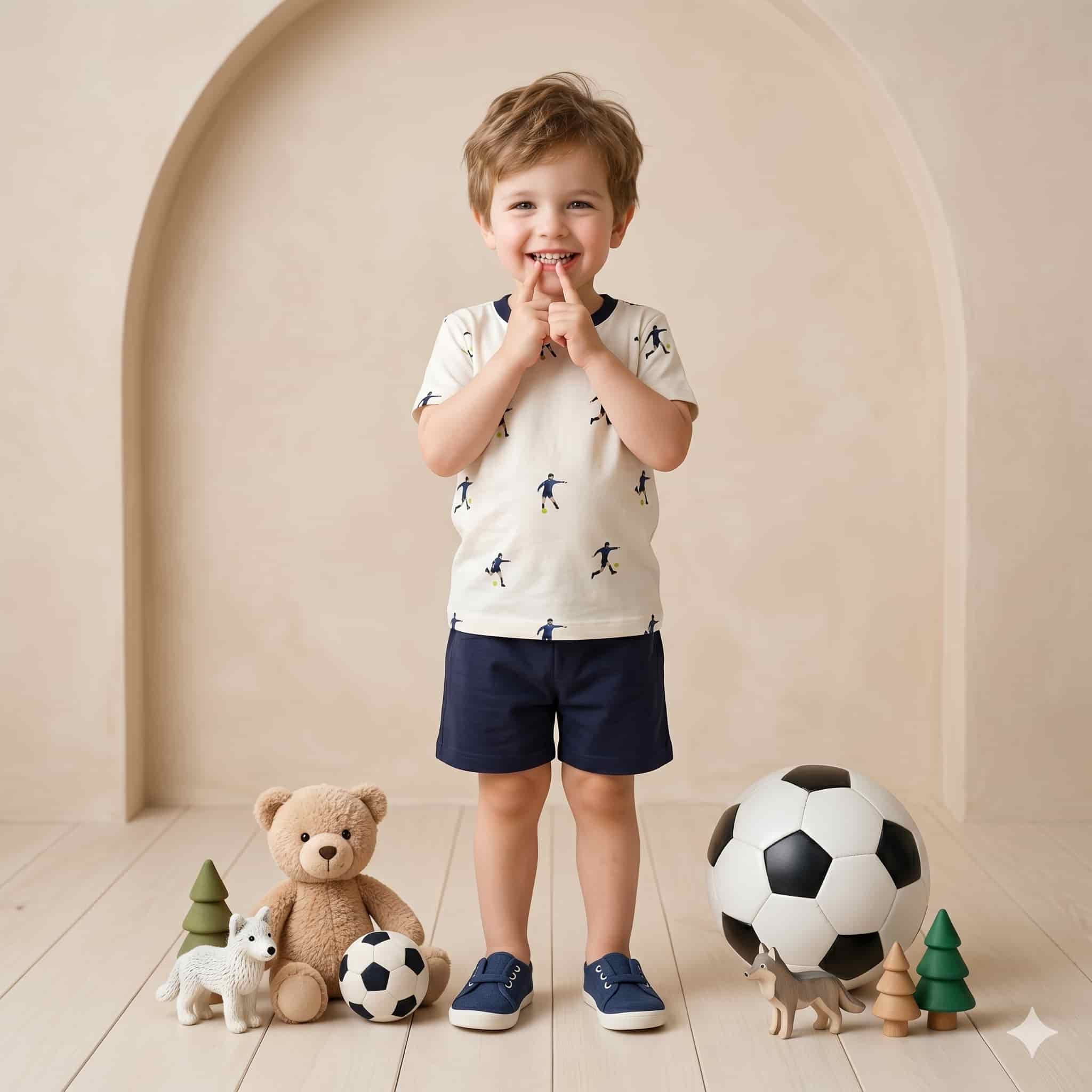 Goal Rush Boys Half Sleeves Short Set - Cream