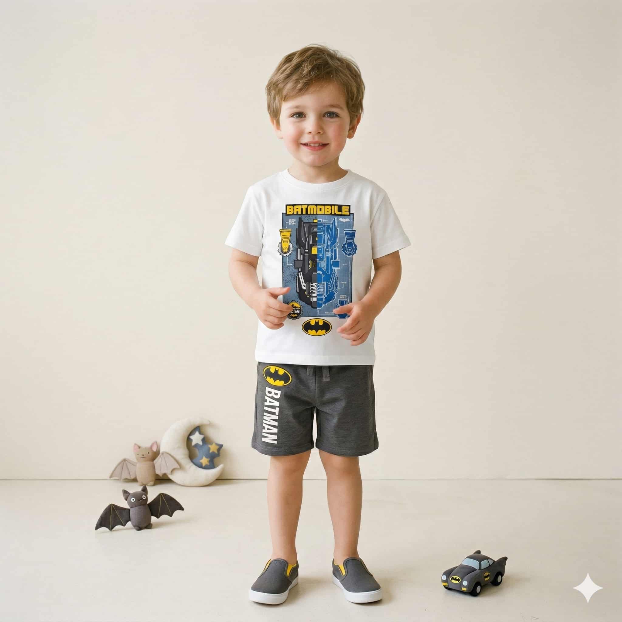 Batman Boys Shorts Sets- White