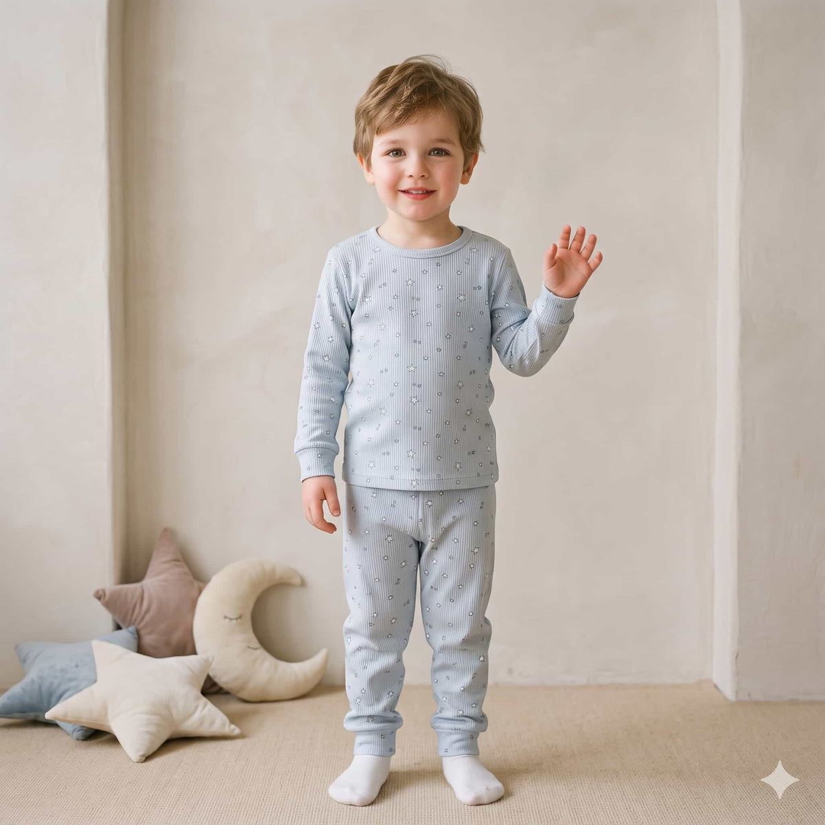 Starry Dreams Boys Full Sleeves Pajama Set – Powder Blue