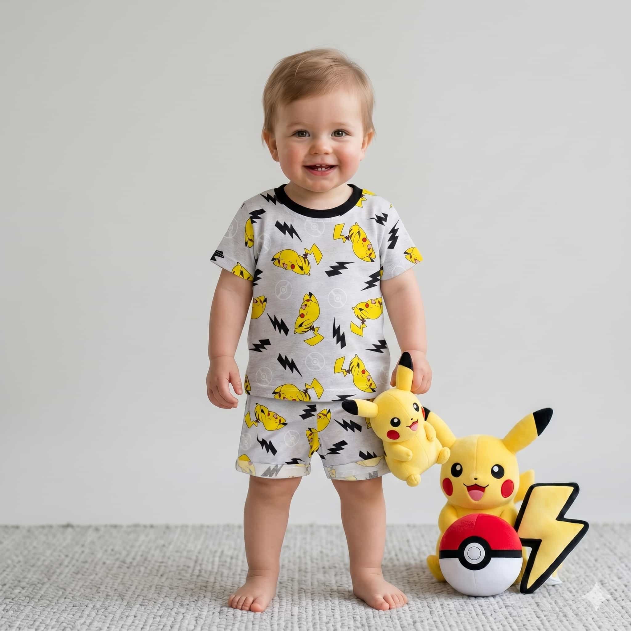 Pikachu Baby Boys Half Sleeves Set - Grey