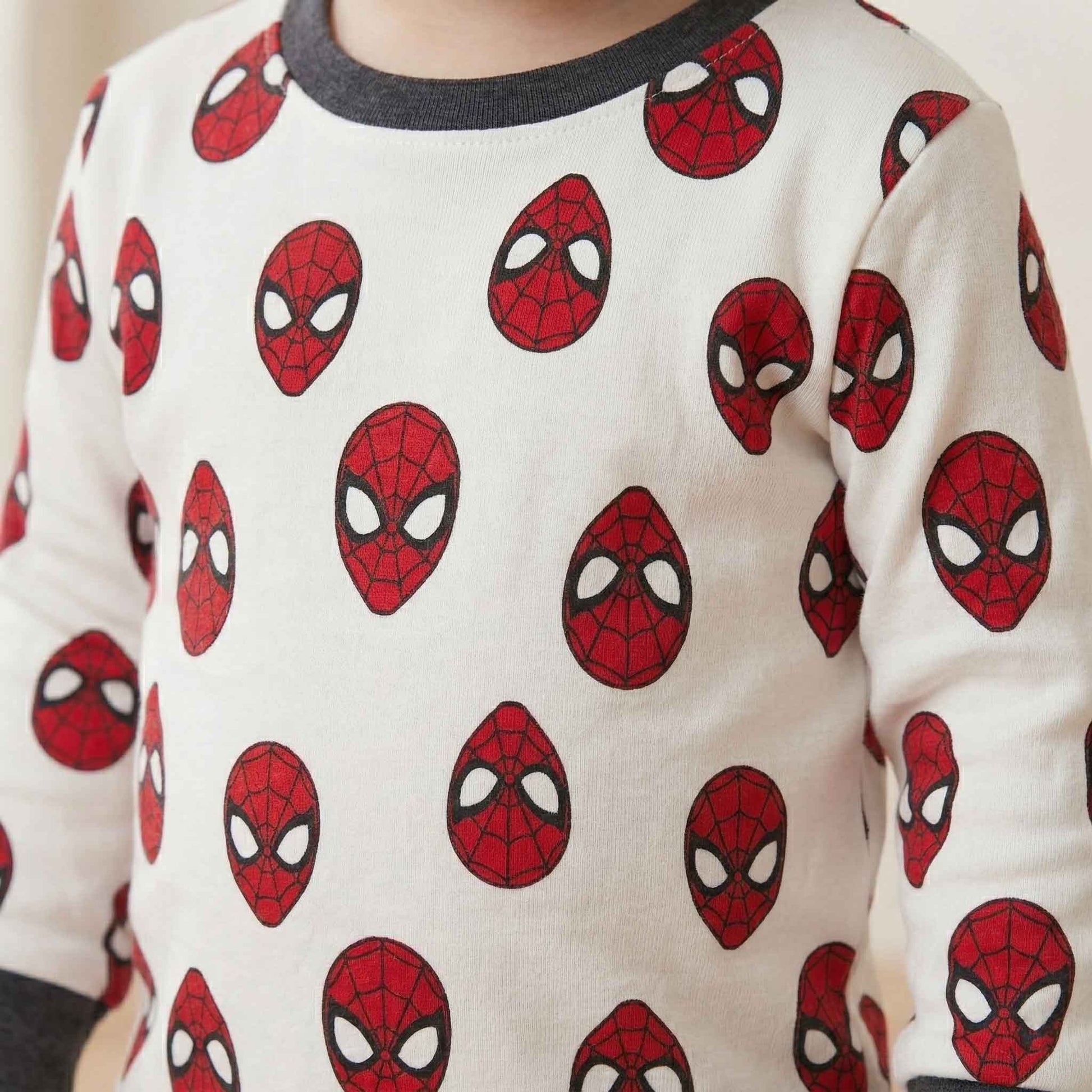 Spiderman Baby Boys Full Sleeves Pajama Set - White & Red
