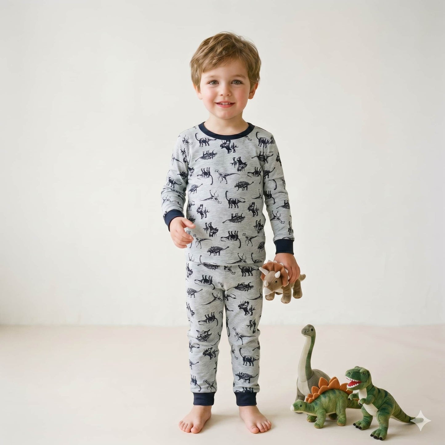 Jurassic Journey Boys Full Sleeves Pajama Set – Grey