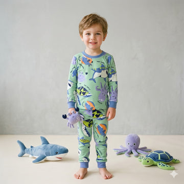 Oceanic Explorer Boys Full Sleeves Pajama Set - Green