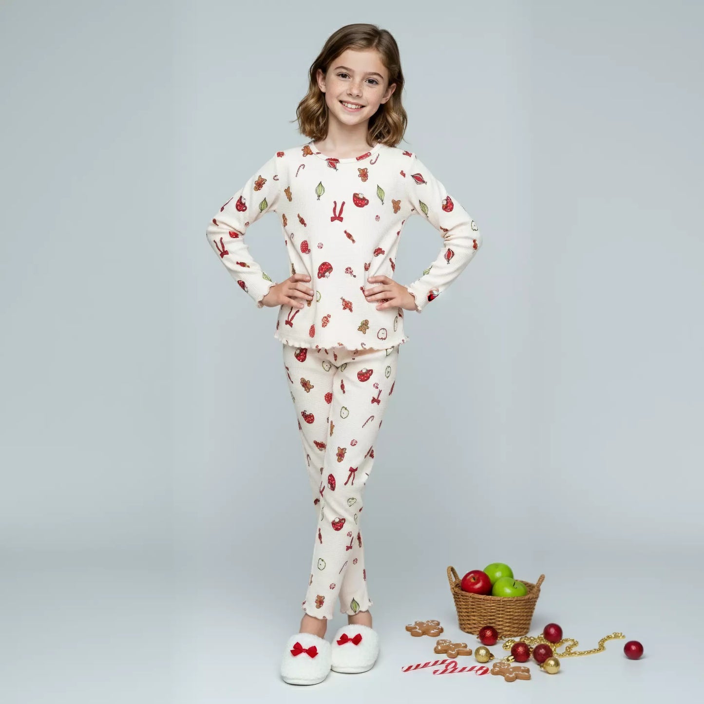 Christmas Girls Pajama Set- White