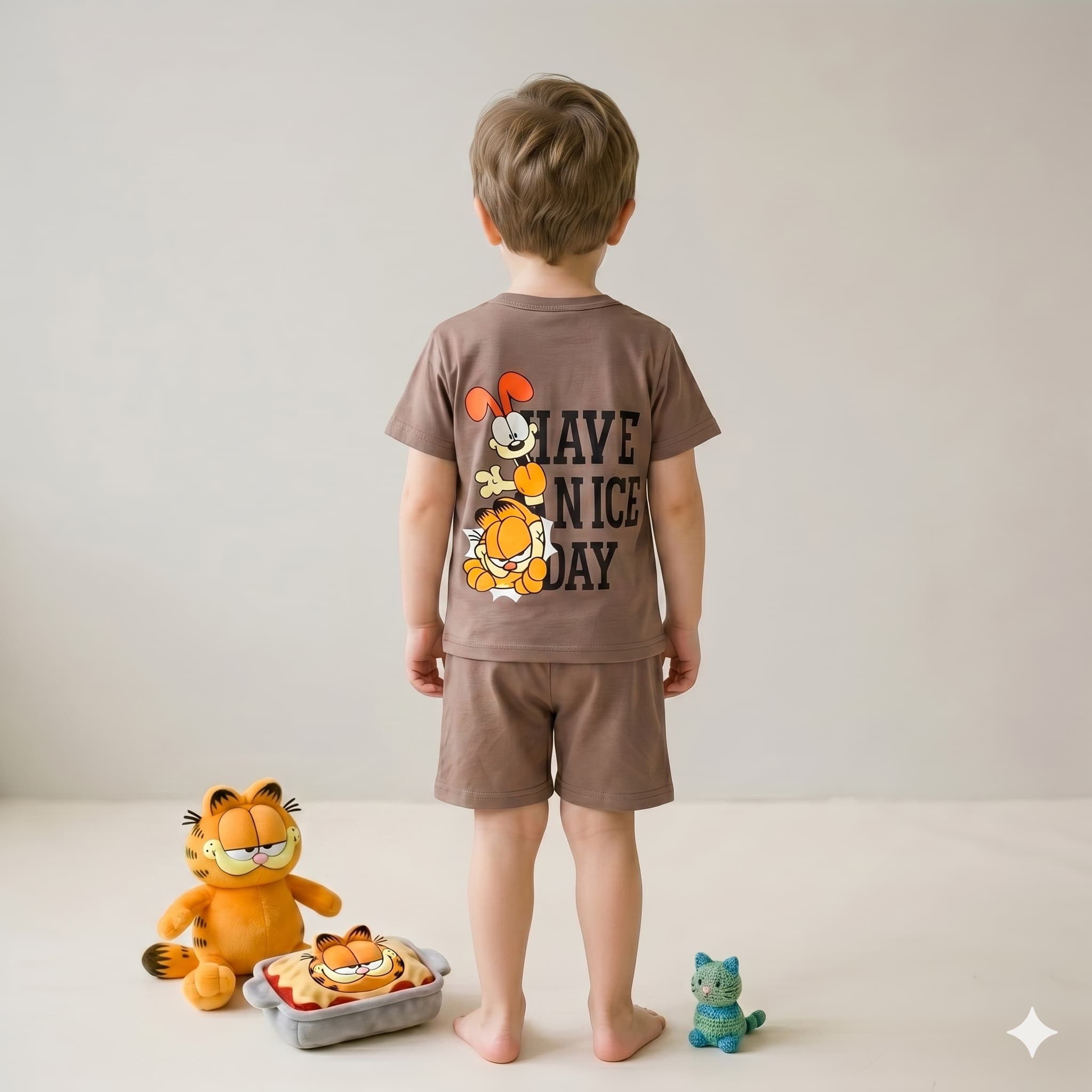 Garfield Groove Boys Short Set - Brown
