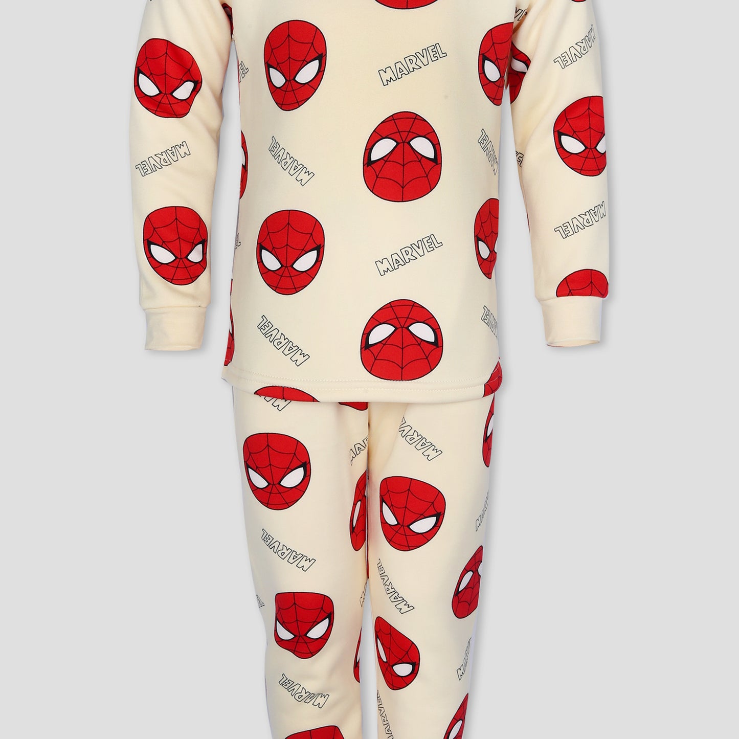 Marvel Boys Fleece Pajama Set - Cream -Red