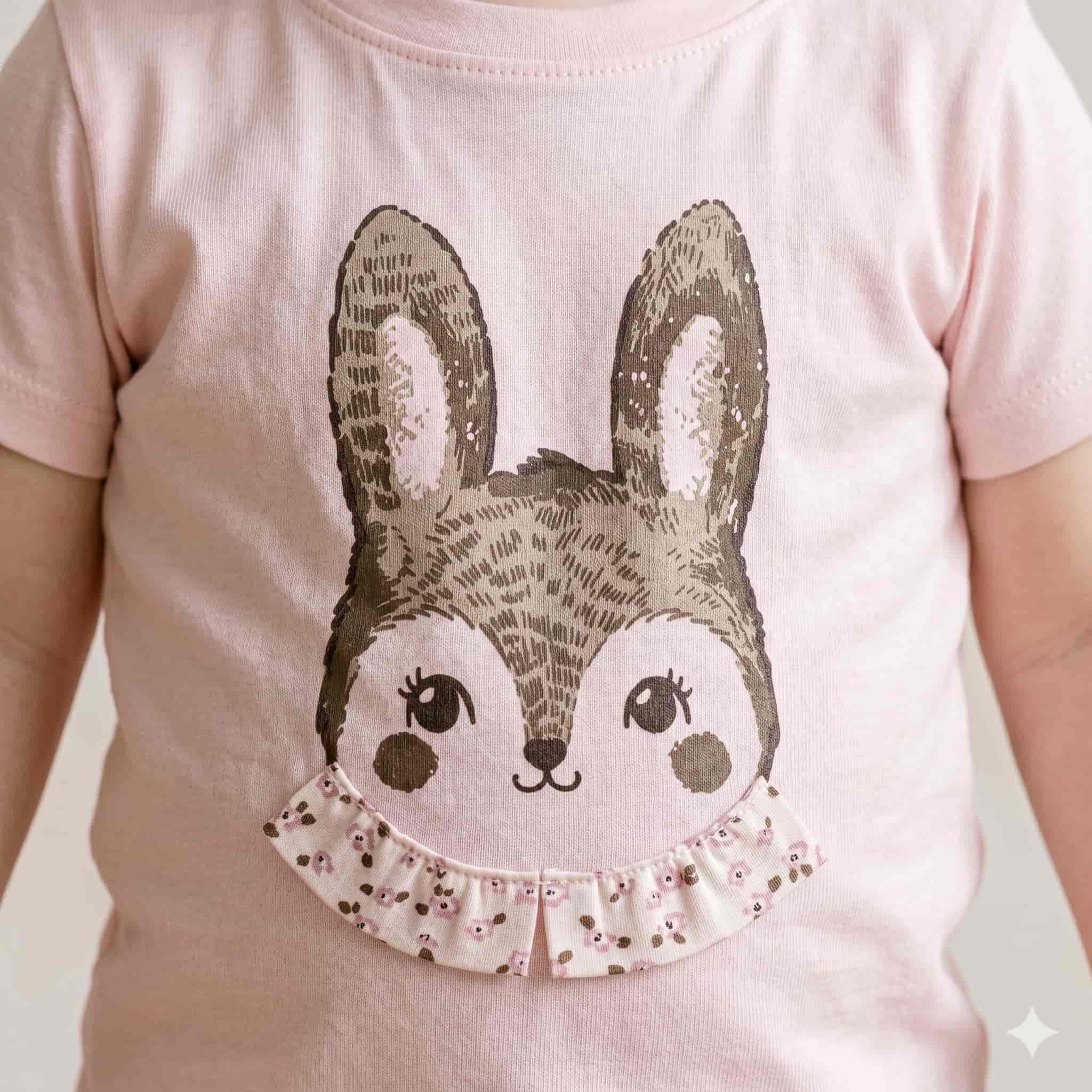Ruffle Bunny Baby Girls Half Sleeves set - Pink