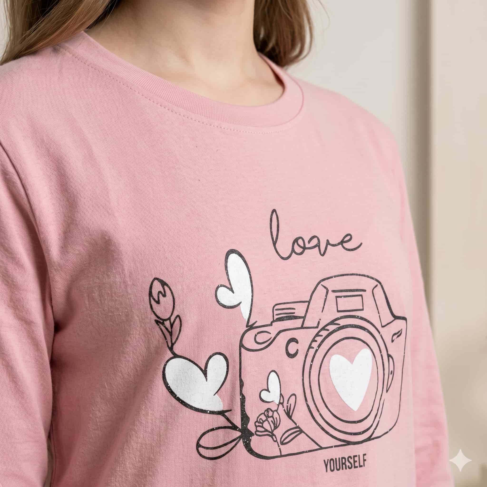 Capture Love Girls full sleeves pajama set - light pink