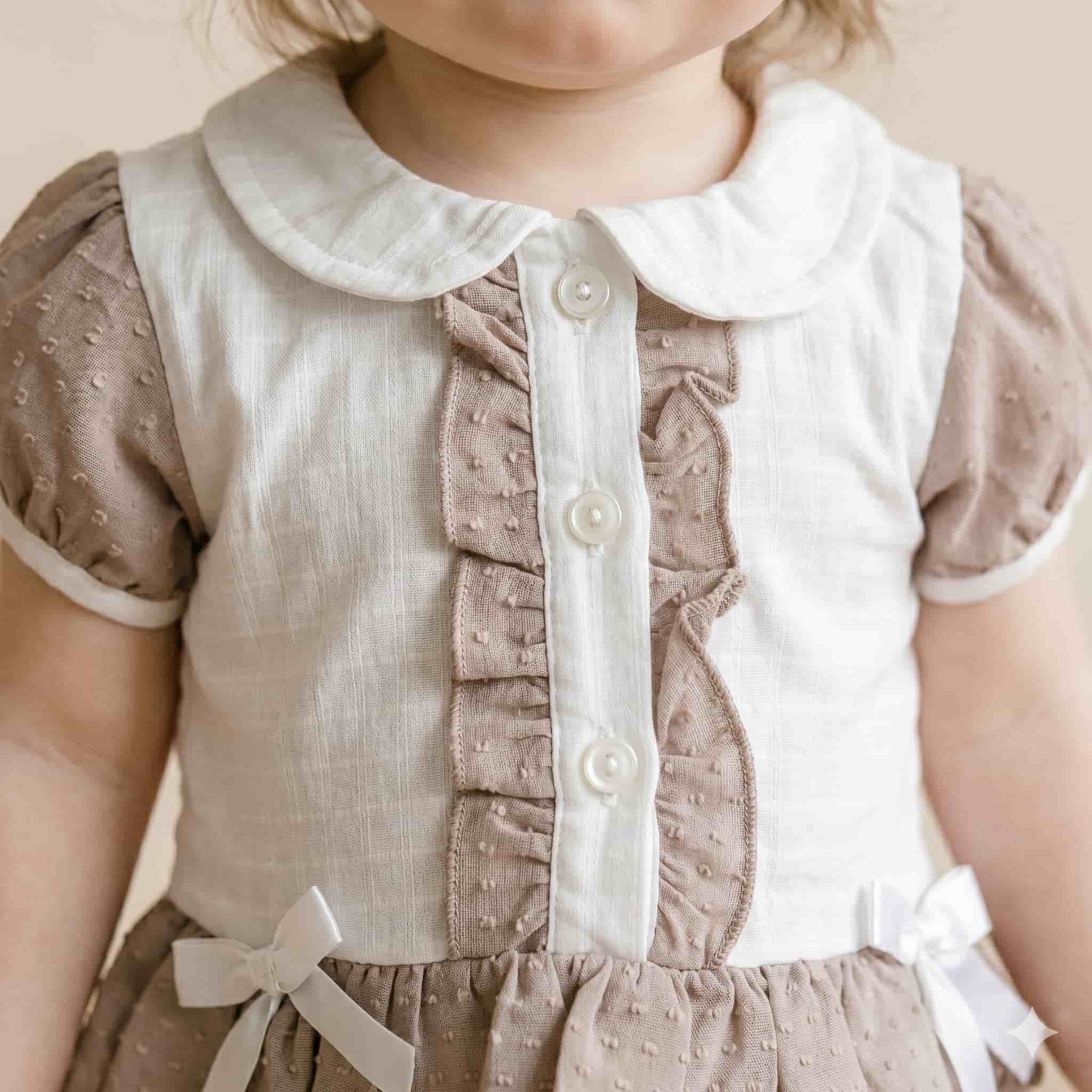 Pearl Petal Baby Girls Half Sleeves Set - White