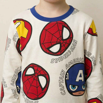 Captain America Boys Full Sleeves Pajama Set - Cream