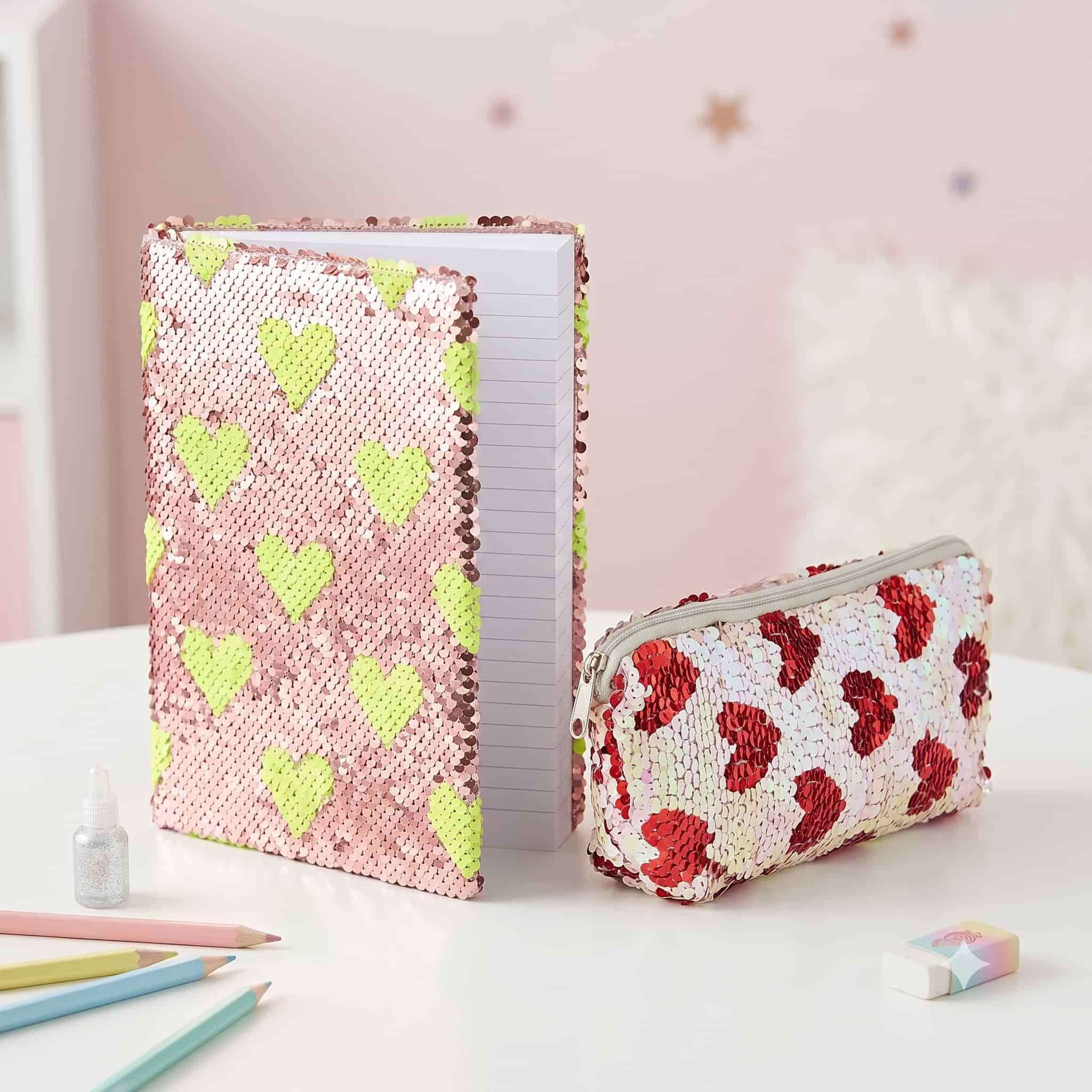 Squishy Heart Diary & Pouch Set - Maroon