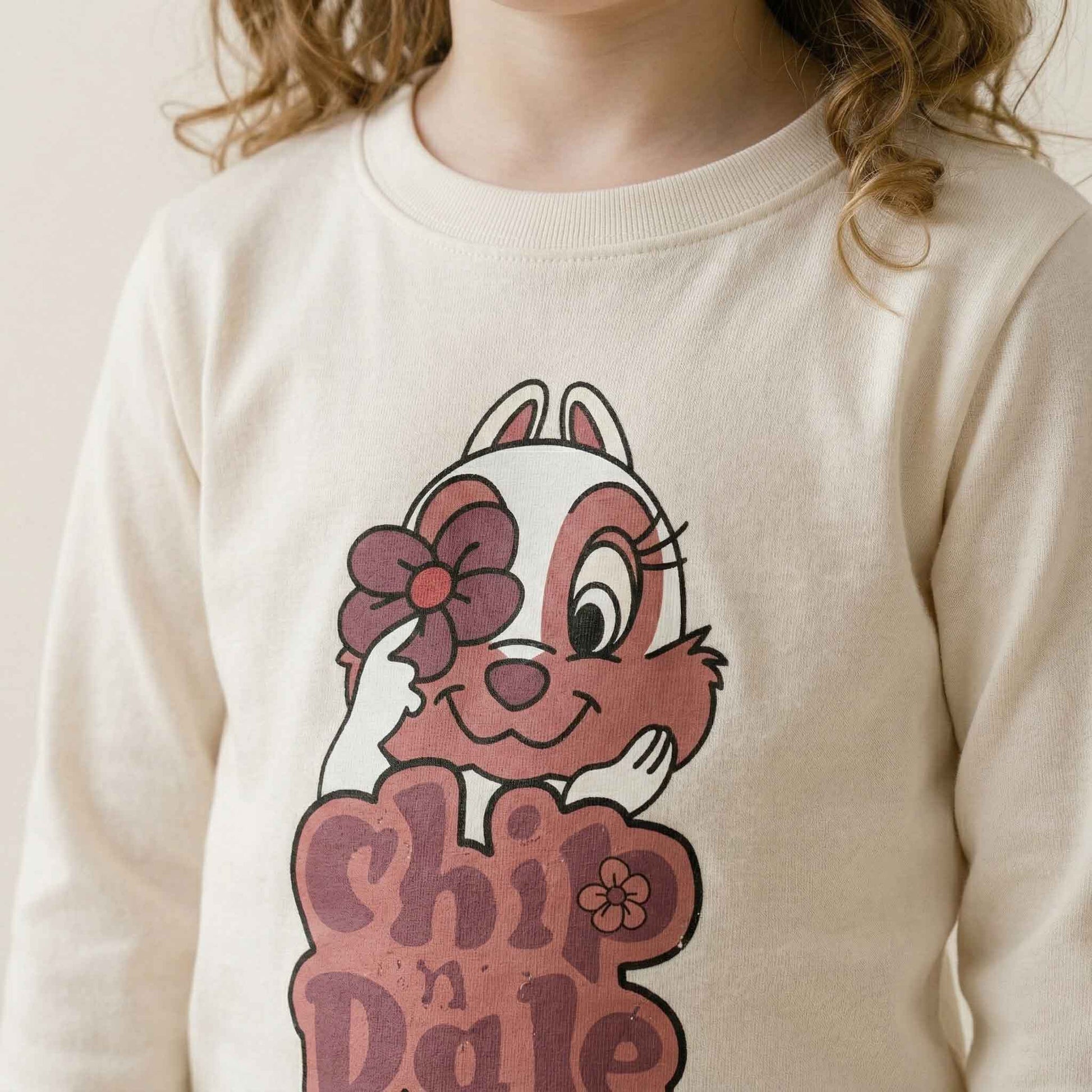 Chip n Dale Girls Half Sleeves Pajama Set -  Cream & Brown